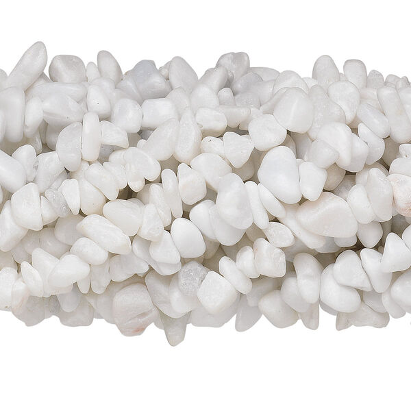 Bead, white marble (natural), medium chip, Mohs hardness 3. Sold per pkg of (10) 34-inch strands. image number 0