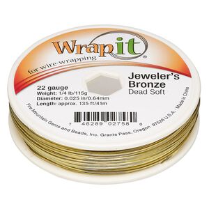 Wire, Wrapit® 1pkg1, jeweler's bronze, dead-soft, round, 22 gauge, approximately 130 feet.