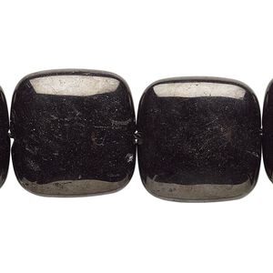 Jet 1pkg1, puffed square bead natural 8 inch 20mm