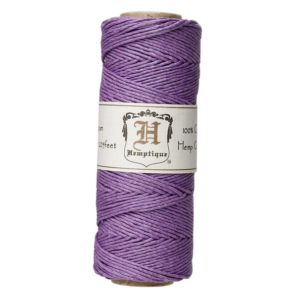Cord, Hemptique®, polished hemp, purple, 1mm diameter, 20-pound test. Sold per 205-foot spool. image number 0