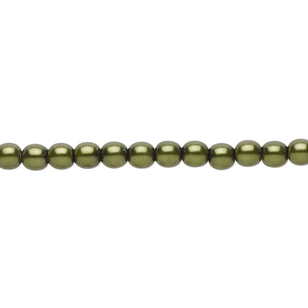 Bead, Czech pearl-coated glass druk, emerald green, 4mm round. Sold per 15-1/2" to 16" strand. image number 0