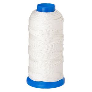 Cord, Griffin, nylon, white, 1mm, 74.8-pound test. Sold per 120-meter spool.