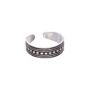 Ring, antiqued sterling silver, 6mm wide with lines and beaded design, adjustable from size 5.5-7. Sold individually.