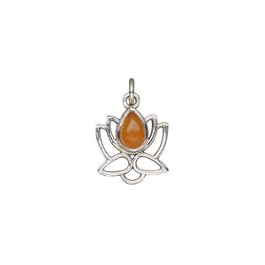 Carnelian / sterling silver 1pkg1, open lotus drop antiqued 12x12mm
