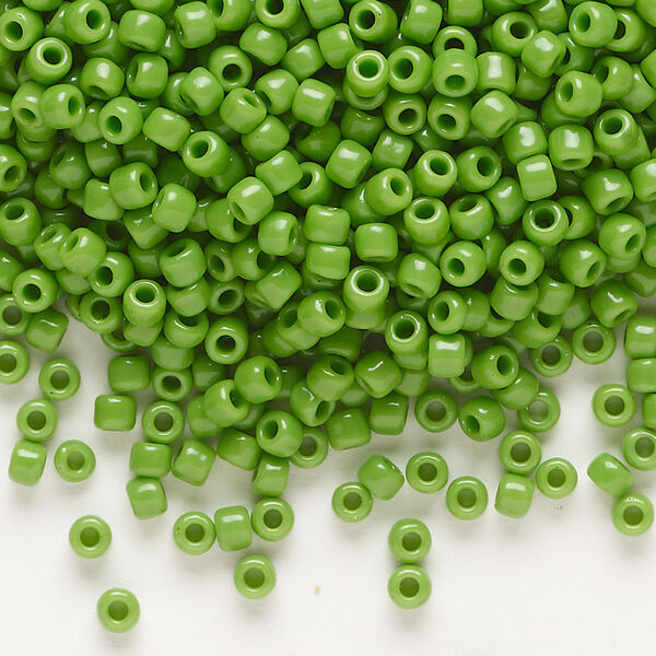 Seed bead, Dyna-Mites™, glass, opaque jade green, #8 round. Sold per 1/2 kilogram pkg. image number 0