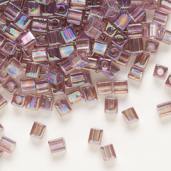 Seed bead, Miyuki 1pkg10g, glass, 3.5-3.7mm square, translucent rainbow smoky amethyst (SB-256) image number 0