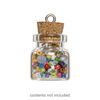 Component, glass / cork / nickel-finished steel, clear, 20x19mm bottle with stopper and screw eye. Sold per pkg of 10. image number 0