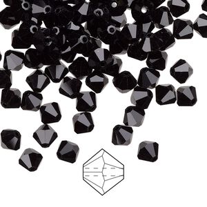 Bead 144pk jet, Preciosa Czech crystal 5mm bicone