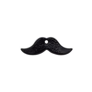 Charm, painted steel, black, 25x9mm mustache. Sold per pkg of 10.