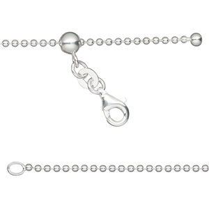 Chain 1pkg1 Gossamer™, sterling silver and silicone, 1.5mm ball, 16 to 24 inches with lobster claw clasp and 5mm adjustable slider bead.