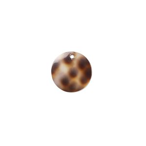 Drop, tiger cowrie shell (natural), 12mm round, Mohs hardness 3-1/2. Sold per pkg of 4.