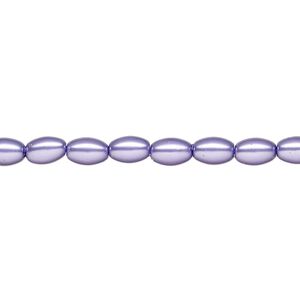 Pearl 1pk violet, Celestial Crystal® 6x4mm rice 15.5-16 inch