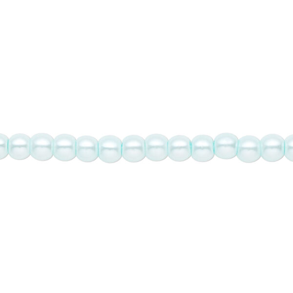 Bead, crystal pearl, light blue, 4mm round. Sold per pkg of (2) 15-1/2" to 16" strands, approximately 200 beads. image number 0