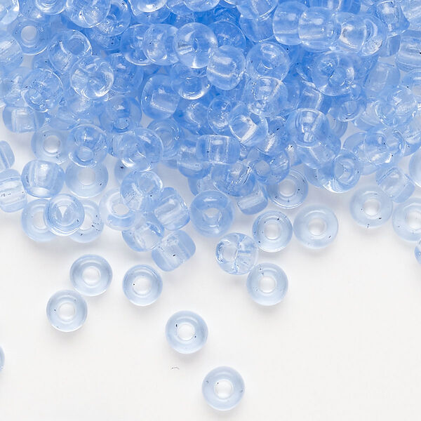 Seed bead, Miyuki, glass, pkg/25g, #6 rocaille, transparent light cornflower blue (RR-159L). image number 0
