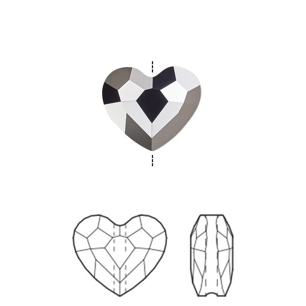 Bead 72pk crystal silver night 2X, Swarovski® 12mm love 5741 image number 0