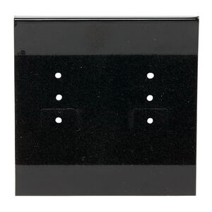 Earring card, flocked plastic, black, 2x2-inch square. Sold per pkg of 100.