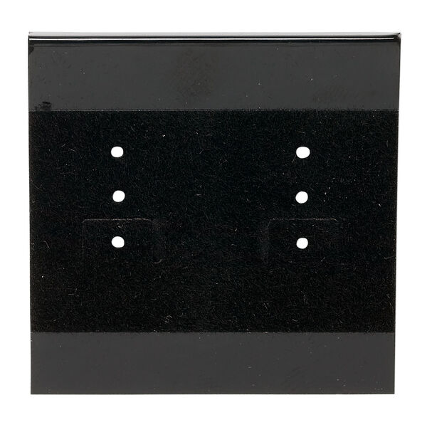 Earring card, flocked plastic, black, 2x2-inch square. Sold per pkg of 100. image number 0