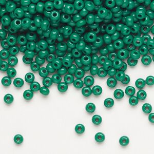 Seed bead, Preciosa Ornela Czech glass, pkg/50g, #8 rocaille, opaque dark green, (53240).