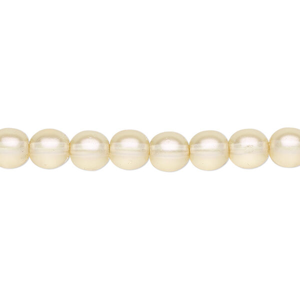 Bead, Czech pressed glass, pearlized cream, 6mm round. Sold per 15-1/2" to 16" strand, approximately 65 beads. image number 0