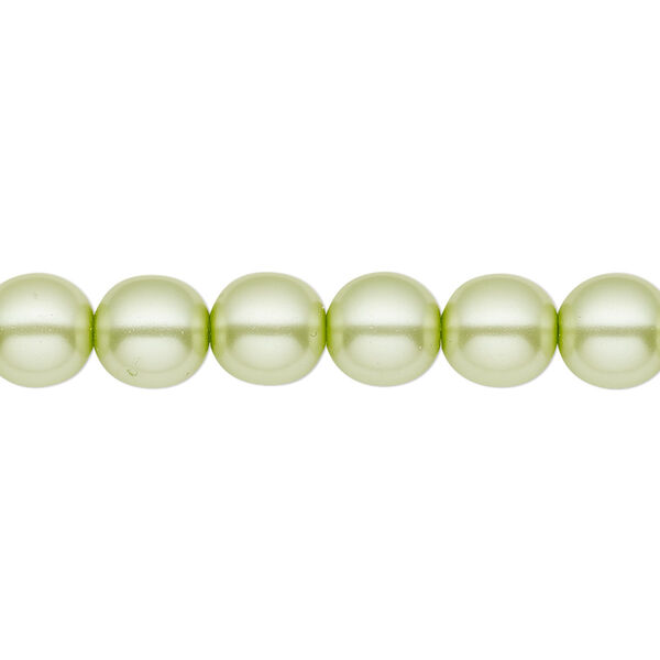 Bead, Czech pearl-coated glass druk, opaque mint green, 8mm round. Sold per 15-1/2" to 16" strand. image number 0