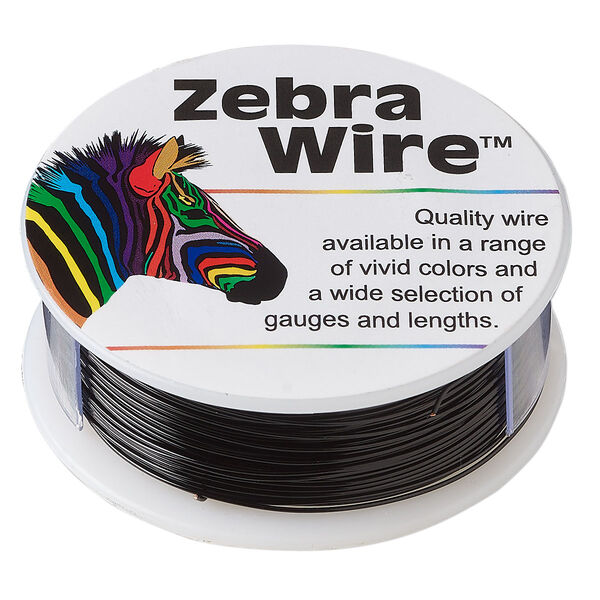 Wire, Zebra Wire™, color-coated copper, black, round, 24 gauge. Sold per 1/4-pound spool, approximately 71 yards. image number 0