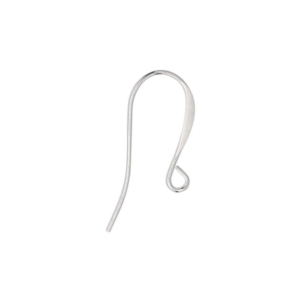 Ear wire, silver-plated brass, 18mm flat fishhook with open loop, 21 gauge. Sold per pkg of 10 pairs. image number 0