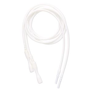 Necklace cord, silicone, opaque white, 2-2.2mm wide, 16 inches with snap closure. Sold per pkg of 4.