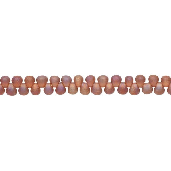 Seed bead, Miyuki, glass, pkg/10g, 3.3x2.8mm mini fringe, translucent matte rainbow dark amber yellow, (DP-134FR). image number 0