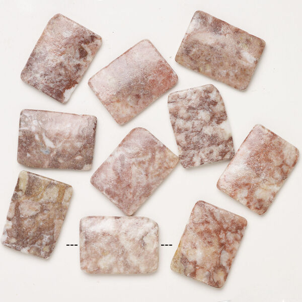 Pink marble 1pkg10, puffed rectangle bead, 39x25mm-40x29mm image number 1