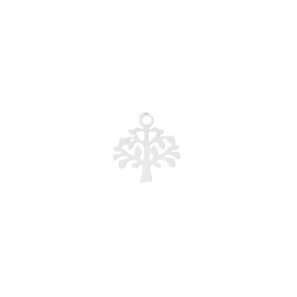 Charm, Lazer Lace™, stainless steel, 10x8mm double-sided tree of life. Sold per pkg of 4. image number 0