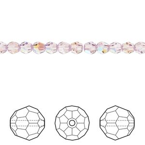 Bead 12pk light amethyst shimmer, Crystal Passions® 4mm round 5000