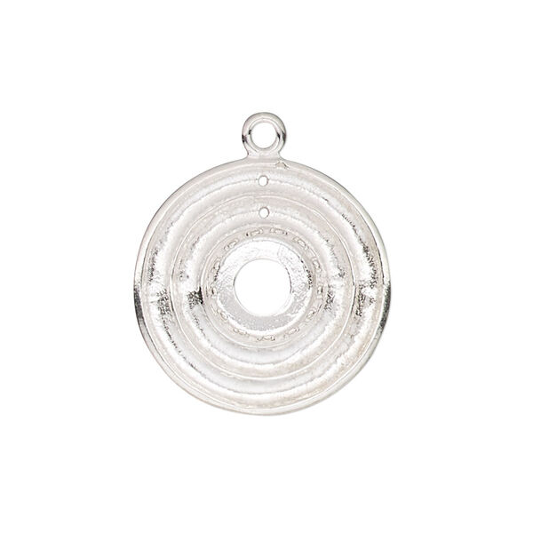 Drop, JBB Findings, sterling silver, 21mm single-sided round 2mm wide channel and SS39 rivoli bezel setting, 2 holes. Sold individually. image number 0