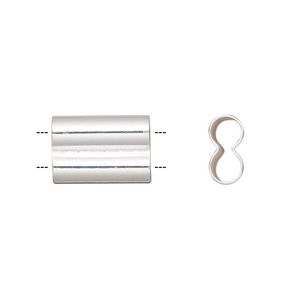 Bead, silver-finished brass, 15x10mm double tube. Sold per pkg of 10. image number 0