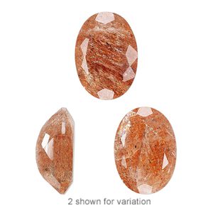 Sunstone 1pkg1, hand-cut undrilled faceted oval gem natural 18x13mm