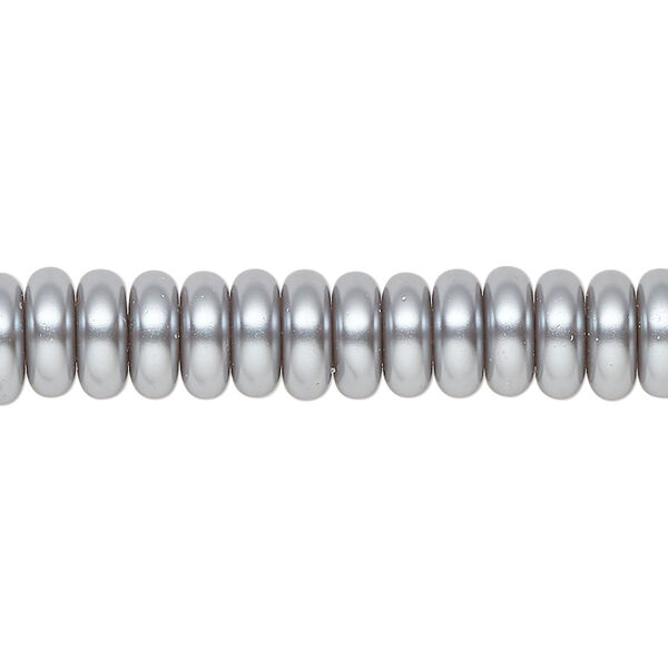 Pearl 1pk pewter, Celestial Crystal® 8x3mm rondelle 15.5-16 inch image number 0