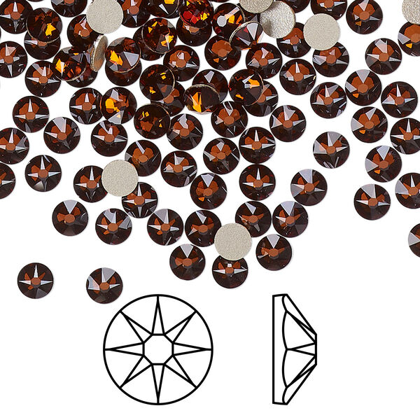 Flat back 144pk smoked amber foil back, Crystal Passions® 3.8-4mm rose round SS16 2088 image number 0