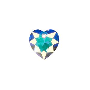 Drop 1pk crystal AB, Crystal Passions® 14.5mm pendant heart cut 6432