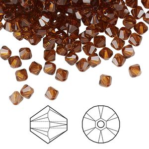 Bead 144pk light amber, Crystal Passions® 4mm bicone 5328