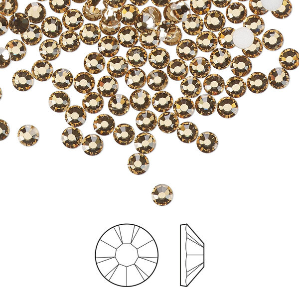 Flat back 144pk light Colorado topaz foil back, Preciosa MAXIMA Czech crystal rhinestone 3-3.2mm chaton rose round SS12 image number 0