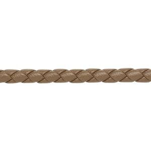 Bolo cord, leatherette, matte tan, 4mm braided round. Sold per 5-yard section.