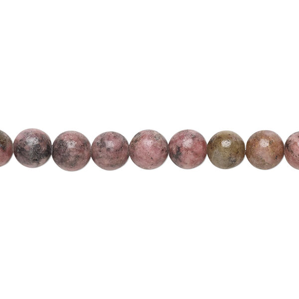 Bead, rhodonite (natural), 5-6mm round, C grade, Mohs hardness 5-1/2 to 6-1/2. Sold per 15" to 16" strand. image number 0