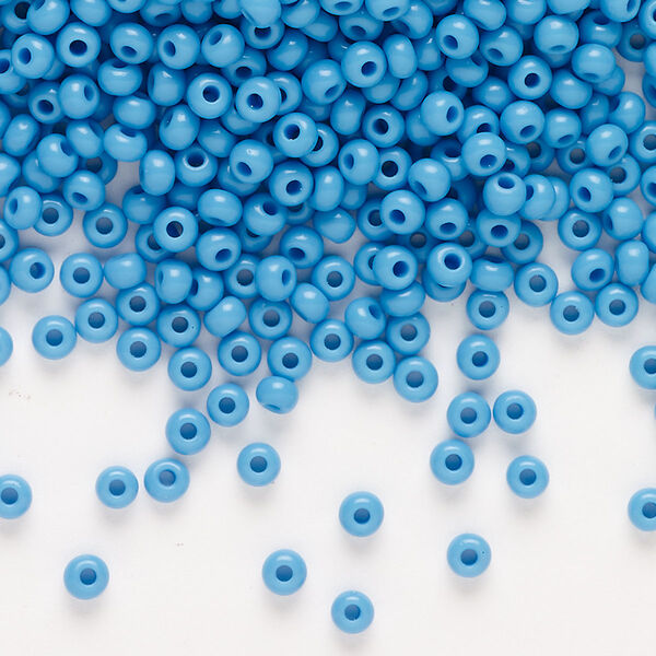 Seed bead, Preciosa Ornela, glass, opaque turquoise, #8 rocaille. Sold per 500-gram pkg. image number 0