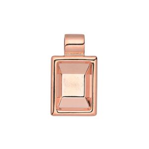 Pendant, Almost Instant Jewelry®, copper-plated "pewter" (zinc-based alloy), 24x14mm single-sided rectangle with 14x10mm rectangle setting and tube bail. Sold individually.