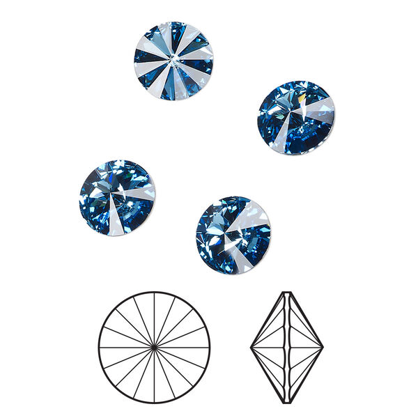 Chaton 8pk cool blue foil back, Crystal Passions® Regenerated 8.16 to 8.41mm rivoli SS39 1122 image number 0