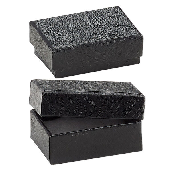 Box, paper, "cotton"-filled, black, 1-7/8 x 1-1/4 x 5/8 inch rectangle. Sold per pkg of 10. image number 0