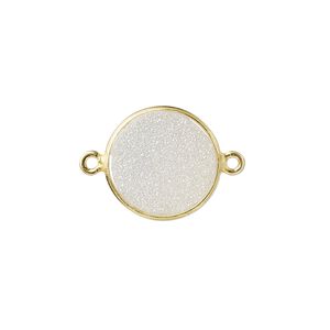 Druzy agate / sterling silver 1pkg1, electrocoated gold finished hand-cut flat round link 15mm