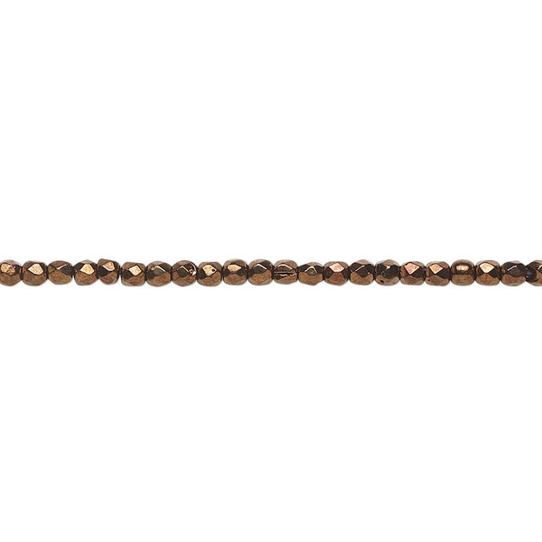 Bead, Czech fire-polished glass, opaque bronze, 2mm faceted round. Sold per pkg of 1,200 (1 mass). image number 0