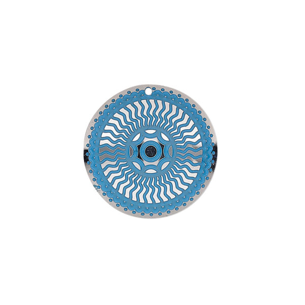 Drop, stainless steel, blue patina, 20mm single-sided domed round. Sold per pkg of 4. image number 0