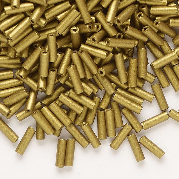 Bead, Preciosa Ornela Czech glass, bugle bead, pkg/50g, #3, soft bronze metallic opaque alabaster, (01720). image number 0