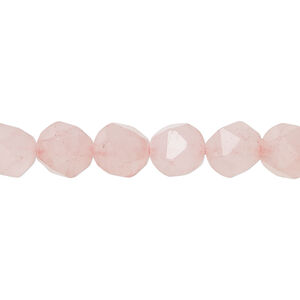 Rose quartz 1pkg1, rose-cut round bead, 8 inch 8mm